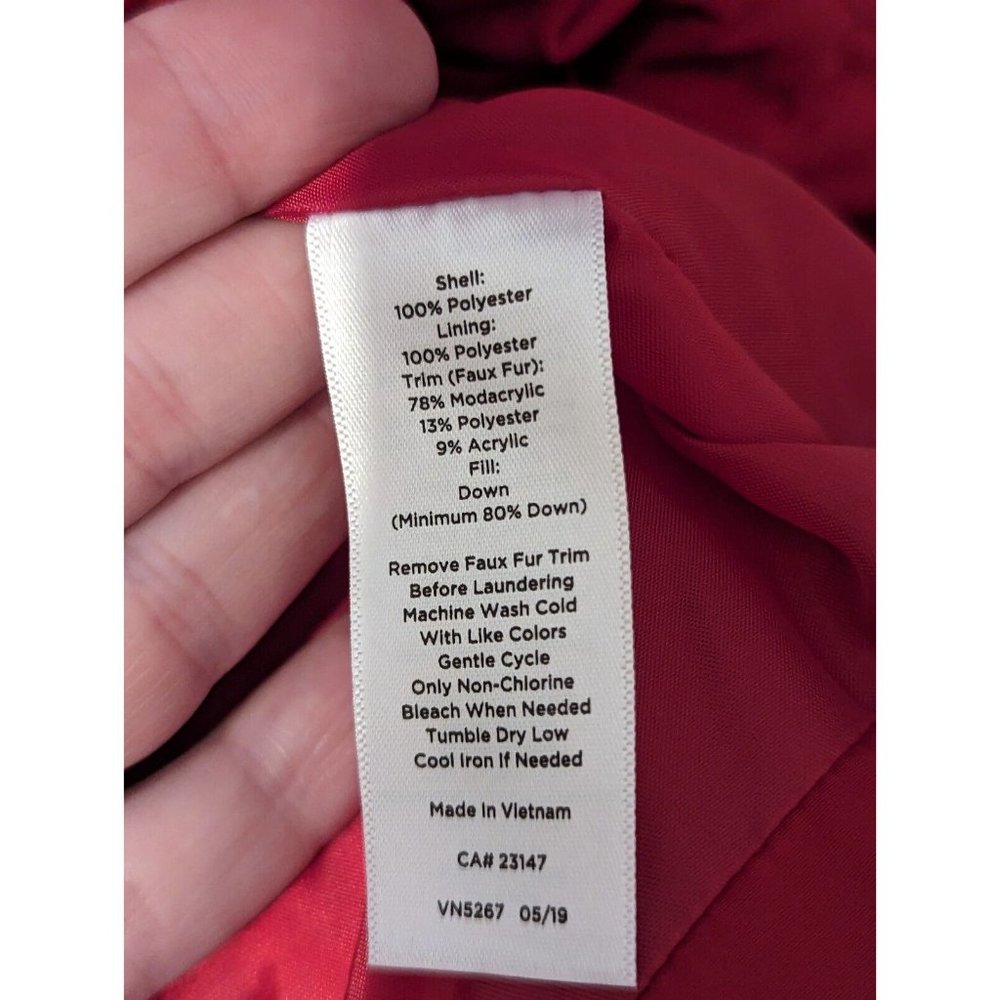 NWT Talbots Faux Fur Collar Red Down Puffer Vest Sz Small - Picture 9 of 10